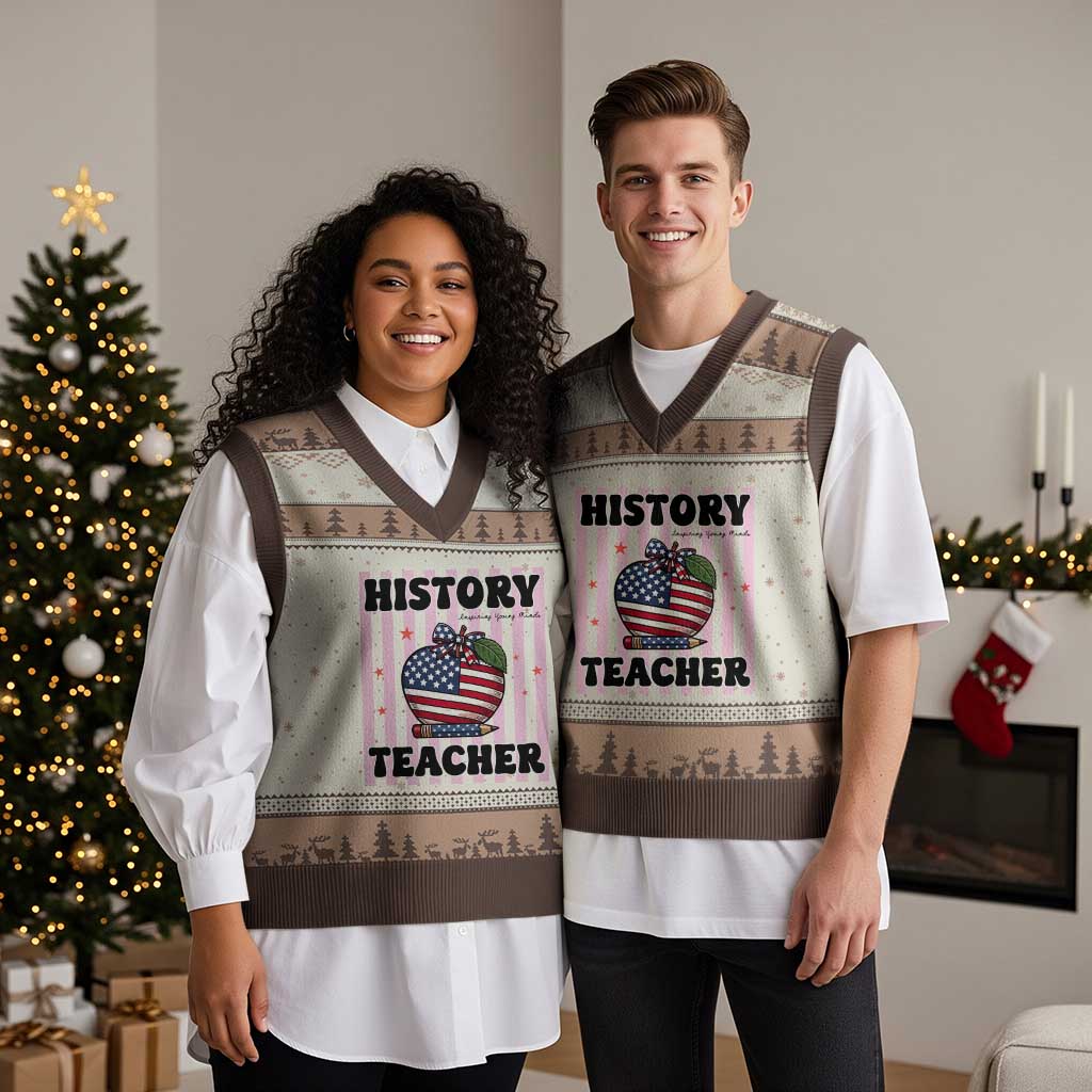 Inspiring Young Minds Teacher V-Neck Knit Sweater Vest 250th Anniversary Educator Gift