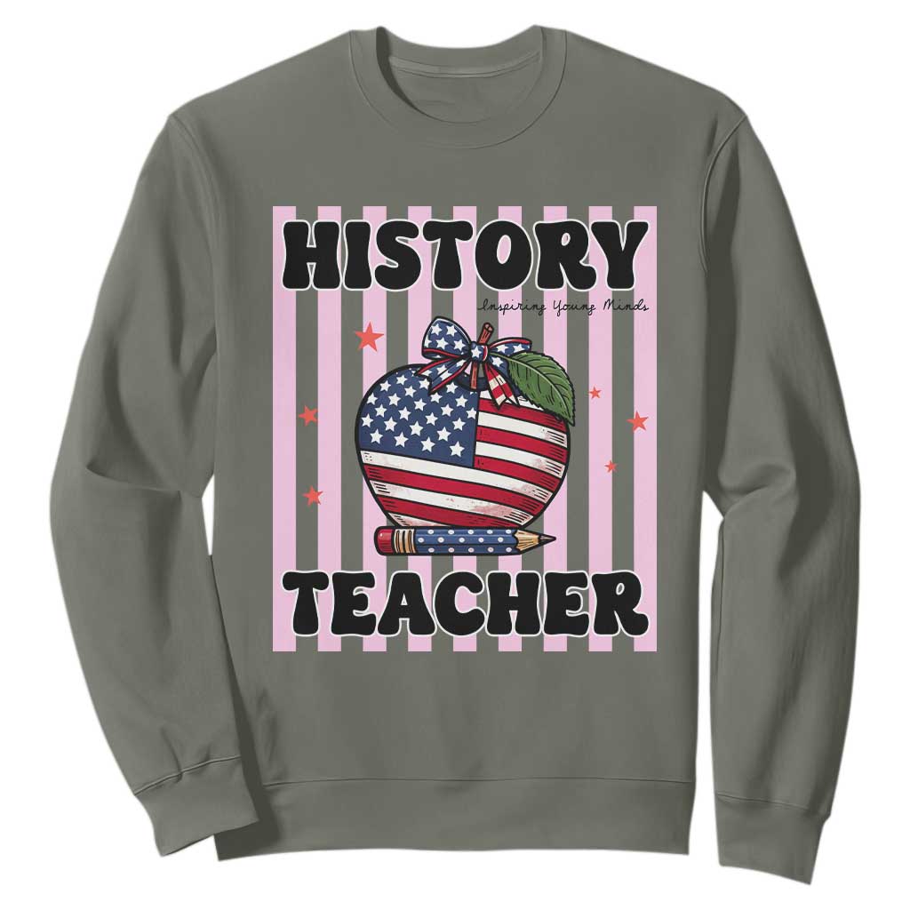 Inspiring Young Minds Teacher Sweatshirt 250th Anniversary Educator Gift TS12 Military Green Print Your Wear