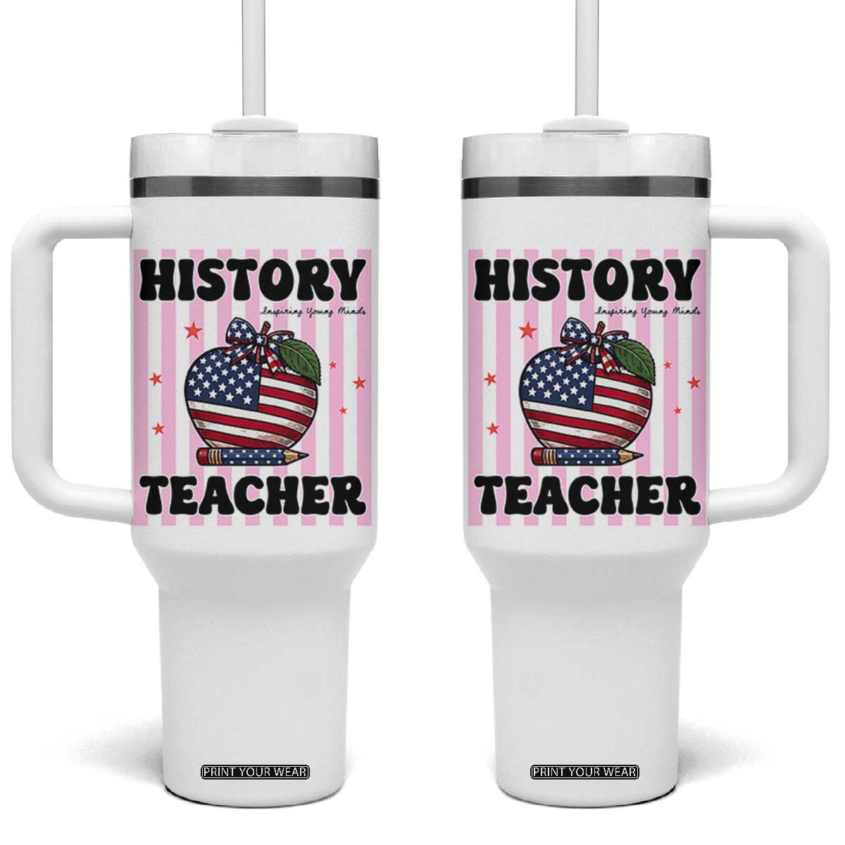 Inspiring Young Minds Teacher Tumbler With Handle 250th Anniversary Educator Gift TS12 One Size: 40 oz White Print Your Wear