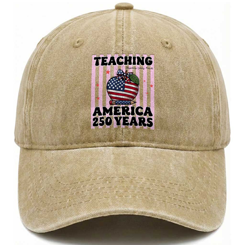 Inspiring Young Minds Teacher Washed Cotton Baseball Cap America 250th Anniversary Gift TS12 Print Your Wear