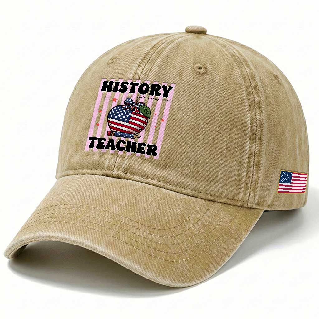 Inspiring Young Minds Teacher Washed Cotton Baseball Cap 250th Anniversary Educator Gift