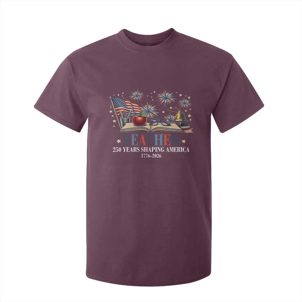 250 Years Shaping America Educator T Shirt For Kid America 250th Anniversary TS12 Maroon Print Your Wear