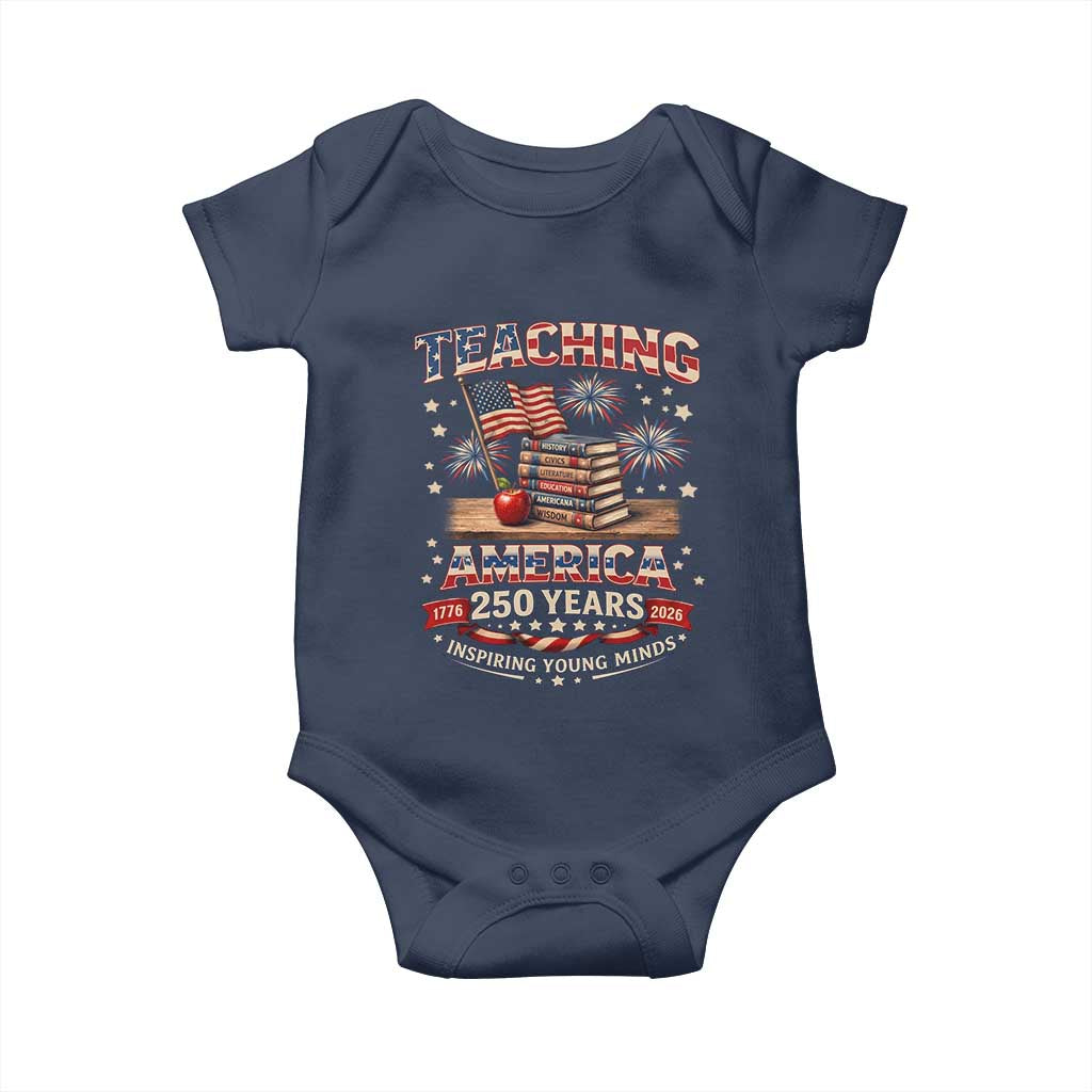 American Teacher Gift Baby Onesie Inspiring Young Minds 250th Anniversary TS12 Navy Print Your Wear