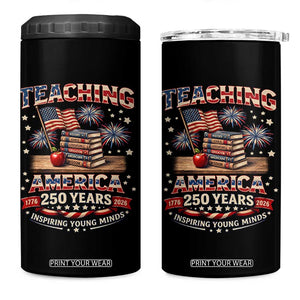American Teacher Gift 4 in 1 Can Cooler Tumbler Inspiring Young Minds 250th Anniversary TS12 One Size: 16 oz Black Print Your Wear