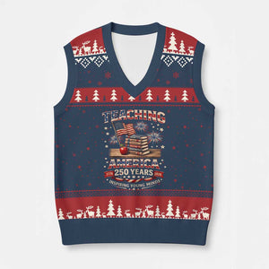 American Teacher Gift V-Neck Knit Sweater Vest Inspiring Young Minds 250th Anniversary TS12 Navy Red Print Your Wear