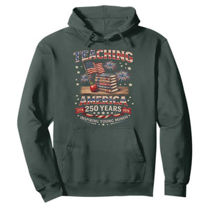 American Teacher Gift Hoodie Inspiring Young Minds 250th Anniversary TS12 Dark Forest Green Print Your Wear