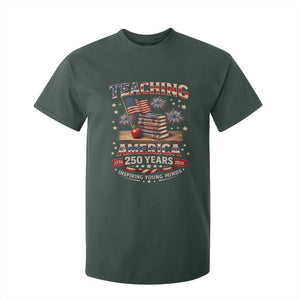 American Teacher Gift T Shirt For Kid Inspiring Young Minds 250th Anniversary TS12 Dark Forest Green Print Your Wear