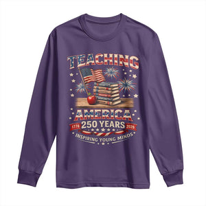 American Teacher Gift Long Sleeve Shirt Inspiring Young Minds 250th Anniversary TS12 Purple Print Your Wear