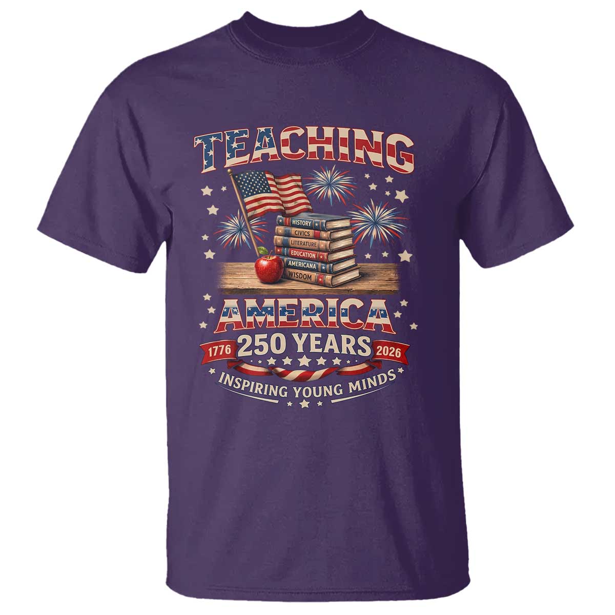 American Teacher Gift T Shirt Inspiring Young Minds 250th Anniversary TS12 Purple Print Your Wear