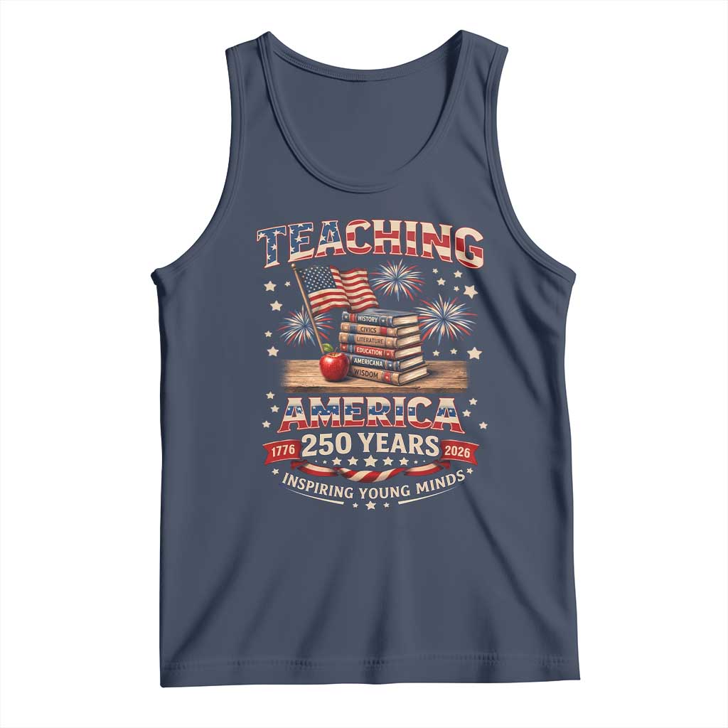 American Teacher Gift Tank Top Inspiring Young Minds 250th Anniversary TS12 Navy Print Your Wear