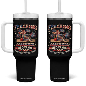 American Teacher Gift Tumbler With Handle Inspiring Young Minds 250th Anniversary TS12 One Size: 40 oz Black Print Your Wear