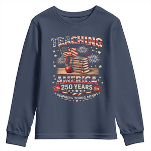American Teacher Gift Youth Sweatshirt Inspiring Young Minds 250th Anniversary TS12 Navy Print Your Wear