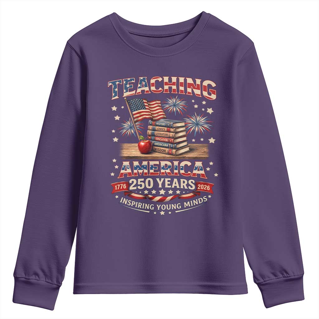 American Teacher Gift Youth Sweatshirt Inspiring Young Minds 250th Anniversary TS12 Purple Print Your Wear