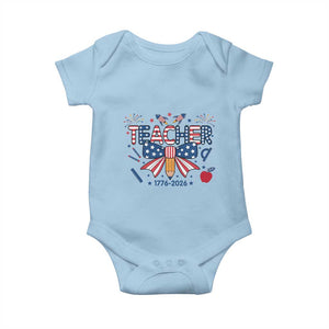 Proud American Teacher 250 Years Baby Onesie Patriotic Educator Gift TS12 Light Blue Print Your Wear