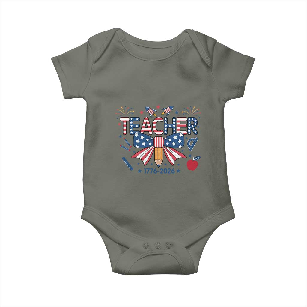 Proud American Teacher 250 Years Baby Onesie Patriotic Educator Gift TS12 Military Green Print Your Wear