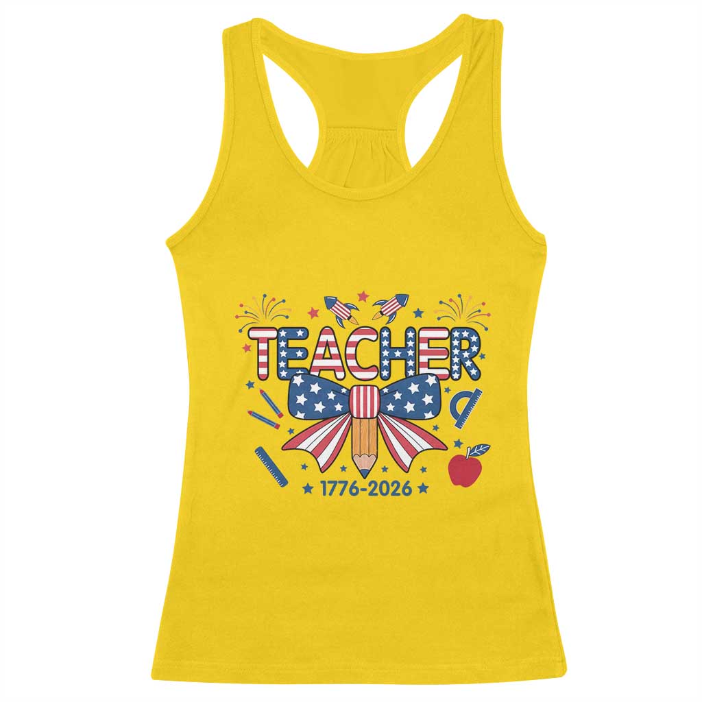 Proud American Teacher 250 Years Racerback Tank Top Patriotic Educator Gift TS12 Daisy Print Your Wear