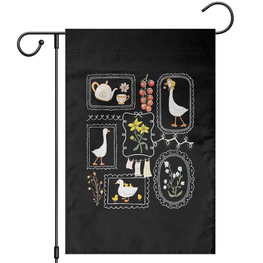 Cottagecore Farm Duck Garden Flag Floral Wildflower Garden Graphic TS12 Black Print Your Wear