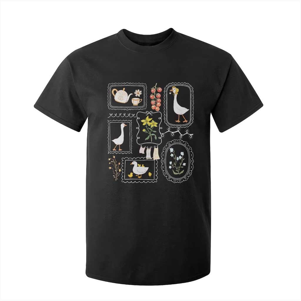 Cottagecore Farm Duck T Shirt For Kid Floral Wildflower Garden Graphic TS12 Black Print Your Wear