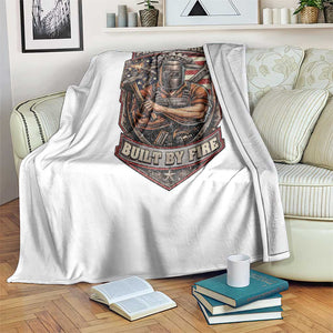 Vintage Proud American Welder Throw Blanket Built By Fire Blue Collar Dad Gift TS12 Print Your Wear