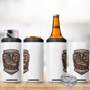 Vintage Proud American Welder 4 in 1 Can Cooler Tumbler Built By Fire Blue Collar Dad Gift TS12 Print Your Wear