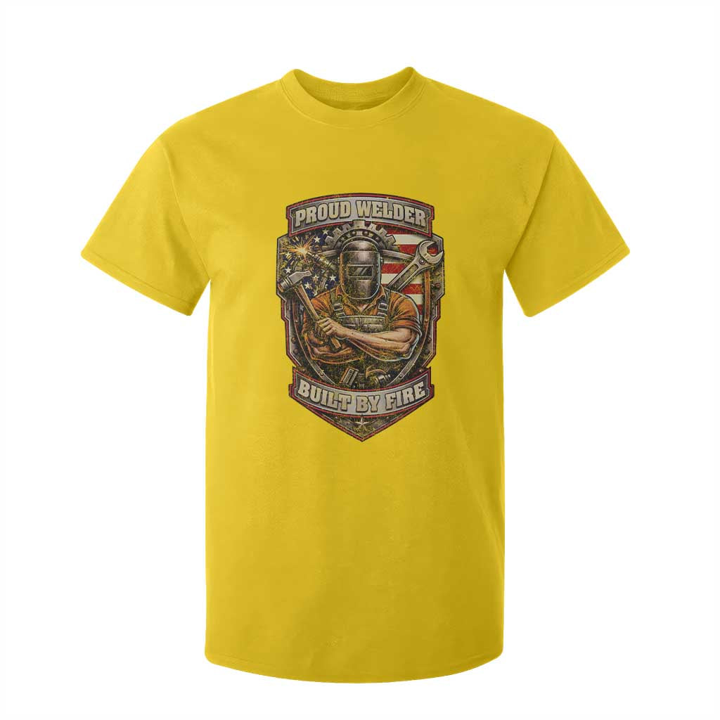 Vintage Proud American Welder T Shirt For Kid Built By Fire Blue Collar Dad Gift TS12 Daisy Print Your Wear