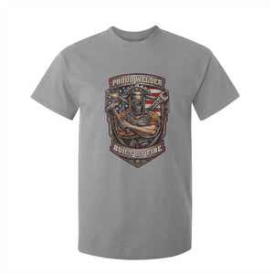 Vintage Proud American Welder T Shirt For Kid Built By Fire Blue Collar Dad Gift TS12 Sport Gray Print Your Wear