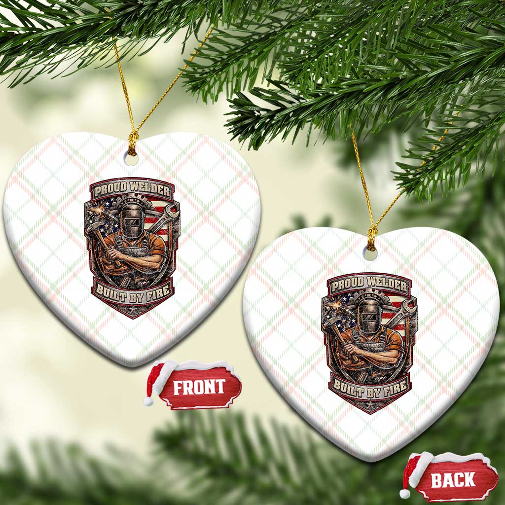 Vintage Proud American Welder Ceramic Ornament Built By Fire Blue Collar Dad Gift TS12 Print Your Wear