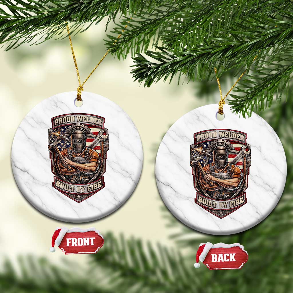 Vintage Proud American Welder Ceramic Ornament Built By Fire Blue Collar Dad Gift TS12 1pc White Marble Print Your Wear