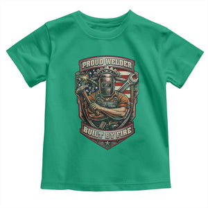 Vintage Proud American Welder Toddler T Shirt Built By Fire Blue Collar Dad Gift TS12 Irish Green Print Your Wear