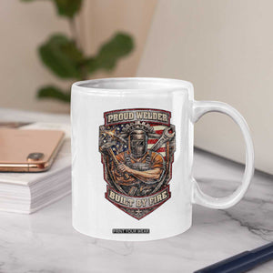 Vintage Proud American Welder Coffee Mug Built By Fire Blue Collar Dad Gift TS12 Print Your Wear
