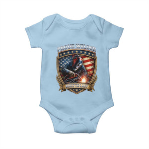 Built To Last Proud Welder Baby Onesie Blue Collar American Dad Gift TS12 Light Blue Print Your Wear