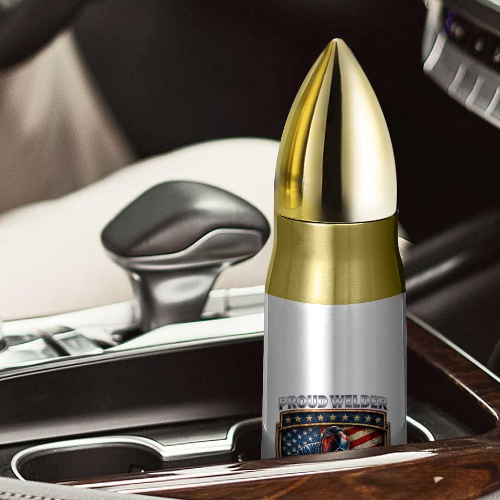 Built To Last Proud Welder Bullet Tumbler Blue Collar American Dad Gift