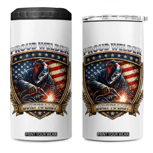 Built To Last Proud Welder 4 in 1 Can Cooler Tumbler Blue Collar American Dad Gift TS12 One Size: 16 oz White Print Your Wear
