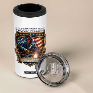 Built To Last Proud Welder 4 in 1 Can Cooler Tumbler Blue Collar American Dad Gift TS12 Print Your Wear