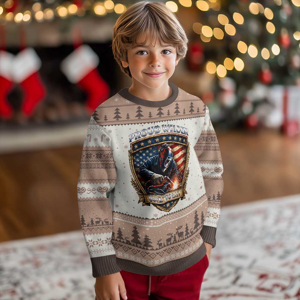 Built To Last Proud Welder Ugly Christmas Sweater Blue Collar American Dad Gift