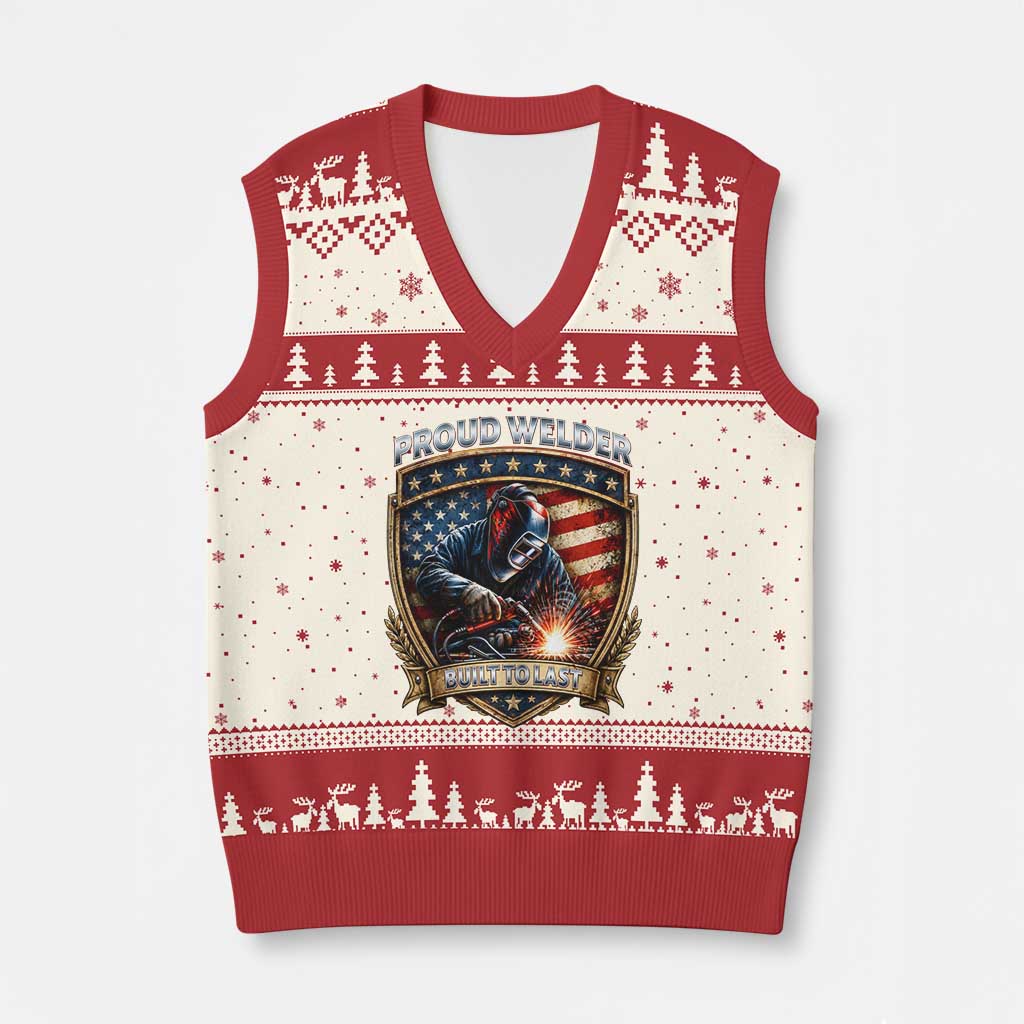 Built To Last Proud Welder V-Neck Knit Sweater Vest Blue Collar American Dad Gift TS12 Beige Red Print Your Wear