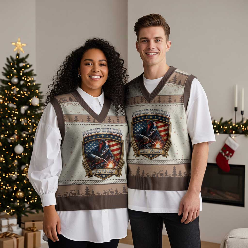 Built To Last Proud Welder V-Neck Knit Sweater Vest Blue Collar American Dad Gift TS12 Mocha Mousse Print Your Wear