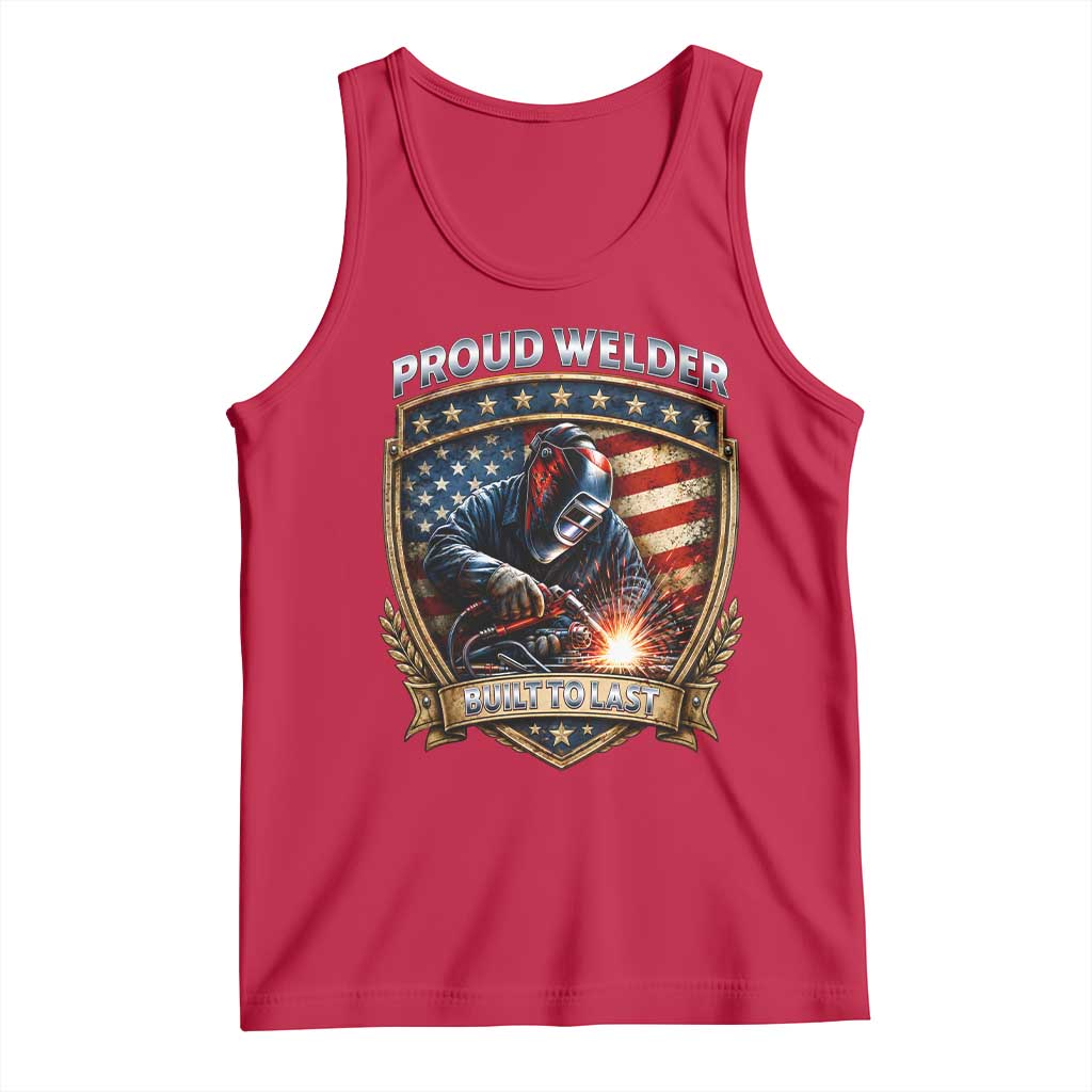Built To Last Proud Welder Tank Top Blue Collar American Dad Gift