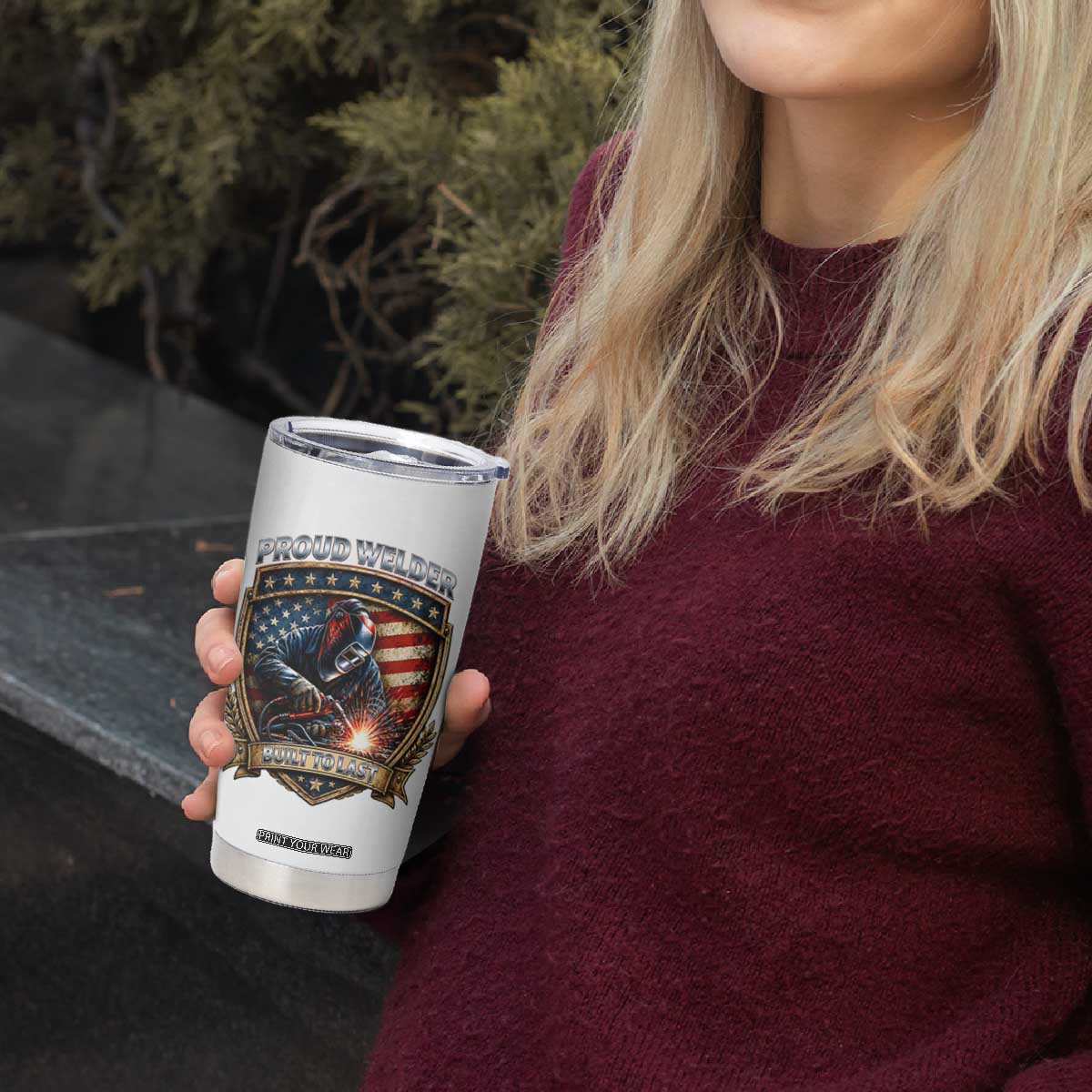 Built To Last Proud Welder Tumbler Cup Blue Collar American Dad Gift TS12 Print Your Wear