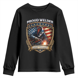 Built To Last Proud Welder Youth Sweatshirt Blue Collar American Dad Gift TS12 Black Print Your Wear