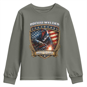 Built To Last Proud Welder Youth Sweatshirt Blue Collar American Dad Gift TS12 Military Green Print Your Wear