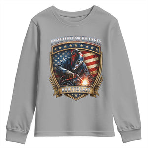 Built To Last Proud Welder Youth Sweatshirt Blue Collar American Dad Gift TS12 Sport Gray Print Your Wear