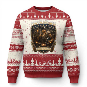 Proud Welder Graphic Ugly Christmas Sweater Built To Last Worker Gift