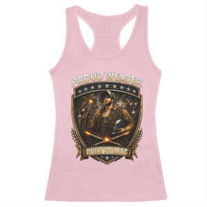 Proud Welder Graphic Racerback Tank Top Built To Last Worker Gift TS12 Light Pink Print Your Wear