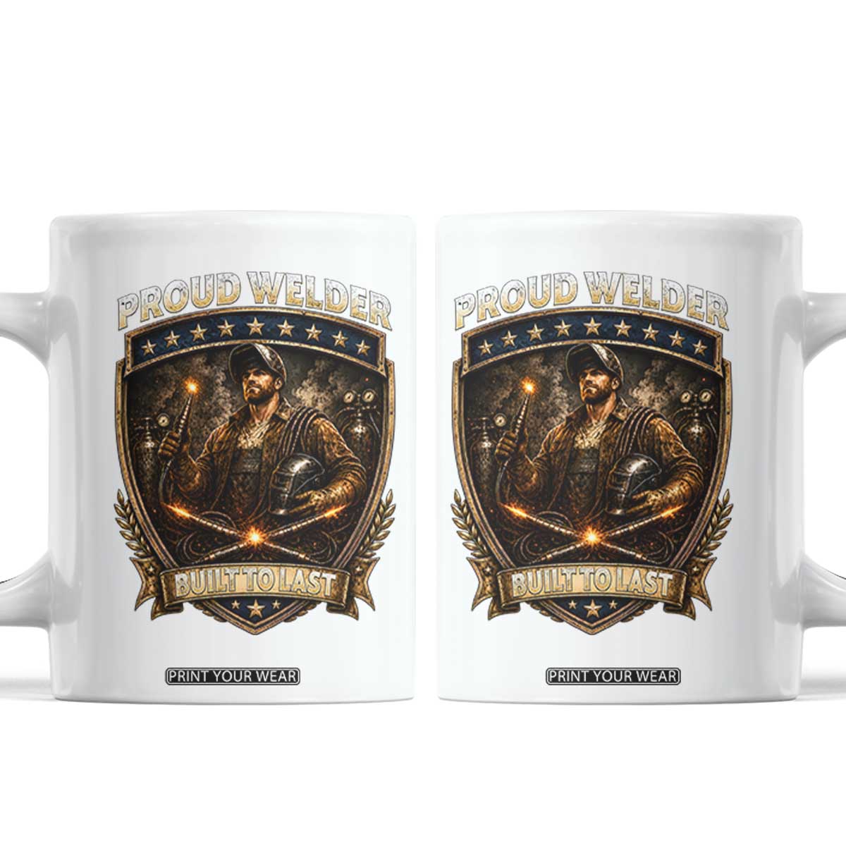 Proud Welder Graphic Coffee Mug Built To Last Worker Gift