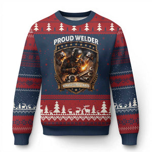 Proud Welder Whatever It Takes Ugly Christmas Sweater Vintage Mechanic Workwear TS12 Navy Red Print Your Wear