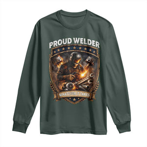 Proud Welder Whatever It Takes Long Sleeve Shirt Vintage Mechanic Workwear TS12 Dark Forest Green Print Your Wear