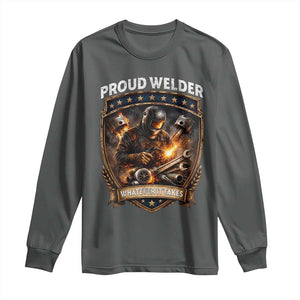 Proud Welder Whatever It Takes Long Sleeve Shirt Vintage Mechanic Workwear TS12 Dark Heather Print Your Wear
