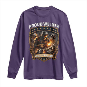 Proud Welder Whatever It Takes Long Sleeve Shirt Vintage Mechanic Workwear TS12 Purple Print Your Wear