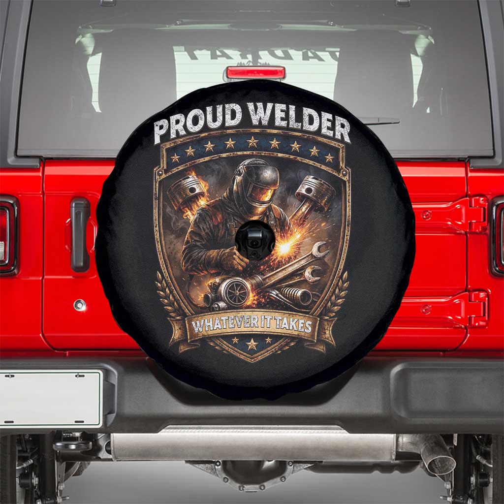 Proud Welder Whatever It Takes Spare Tire Cover Vintage Mechanic Workwear